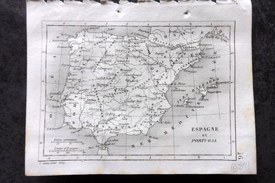 Levasseur 1838 Antique Map. Espagne et Portugal. Spain & Portugal