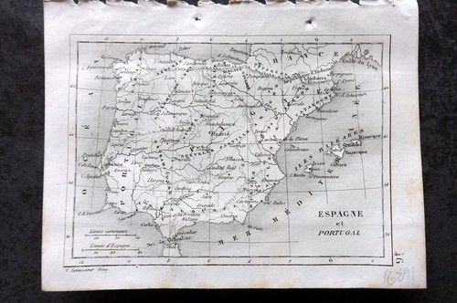 Levasseur 1838 Antique Map. Espagne et Portugal. Spain & Portugal