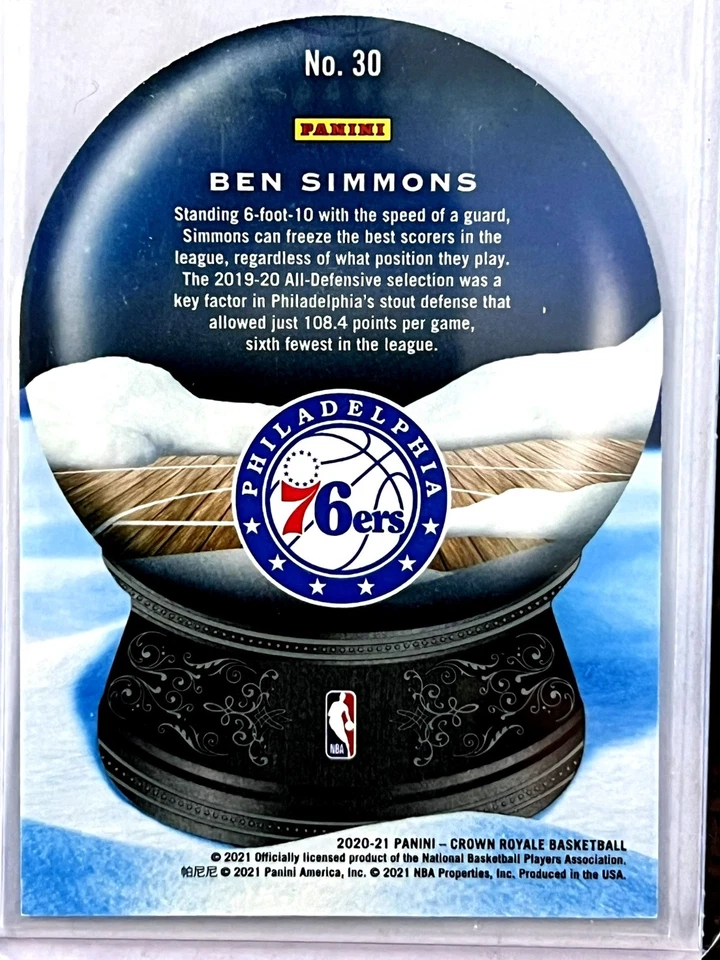 Ben Simmons 2020-21 Crown Royale Sno Globe Red #30 LSU 76ers Nets /49 - Image 2 of 2