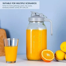 NEW 2 Quart Mouth Mason Jar Pitcher with Pour Spout Lid 64Oz Glass Pitcher w Lid