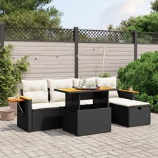 Salon de Jardin avec Coussins Canapés Patio 6 pcs Noir Résine Tressée vidaXL