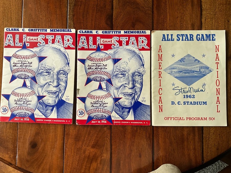 Two 1956 autographed MLB All-Star Program Stan Musial and Ted Kluzewski.1962also
