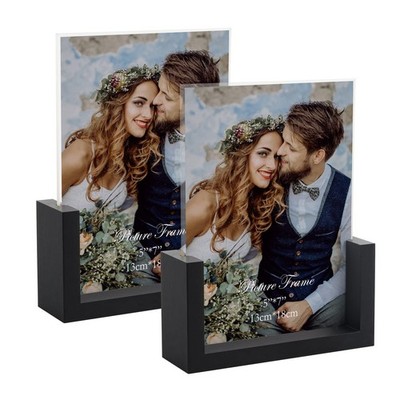 PETAFLOP 5x7 Picture Frame Set of 2, Black Rustic Wooden Photo Frames 5 by 7 ...