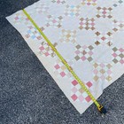 Vintage Handmade Patchwork Quilt Pink White Floral Cotton Bedspread 77x65 — photo 6