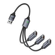 TFAK USB Y Cable,USB Splitter 1 in 3 Out,USB2.0 Male to 3 Female Y black