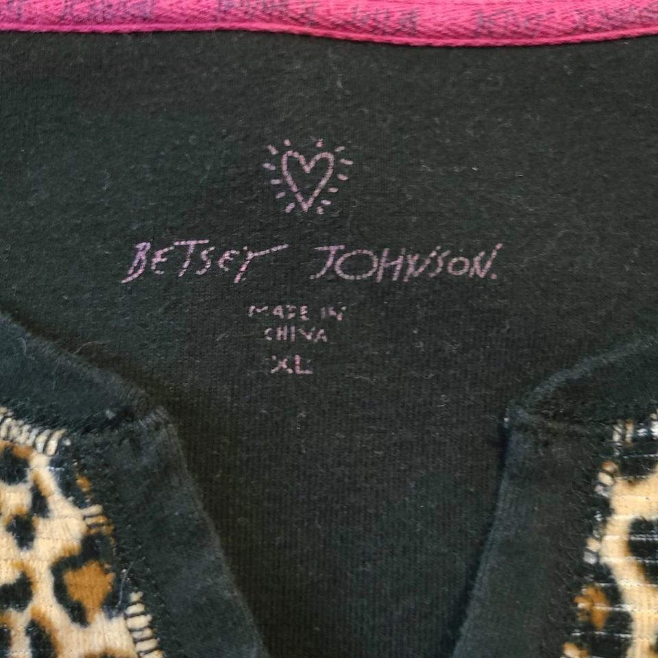 Betsey Johnson Cheetah Leopard Animal Print Pajama Set Womens Size XL - Image 3 of 4