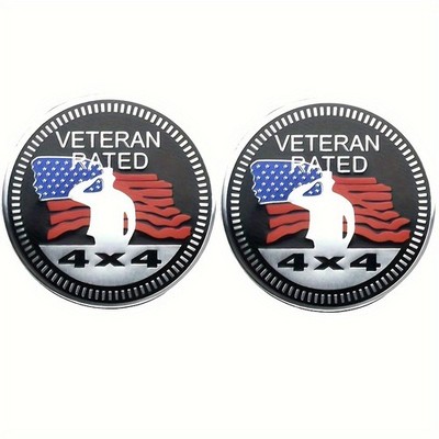 2pcs Veteran RATED 4x4 Emblem Auto Car Aufkleber Sticker Metal 3D Badge Decal 