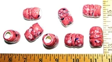 CERAMIC BEADS  8-ct Mauv-ish Splatter Glazed    NEW