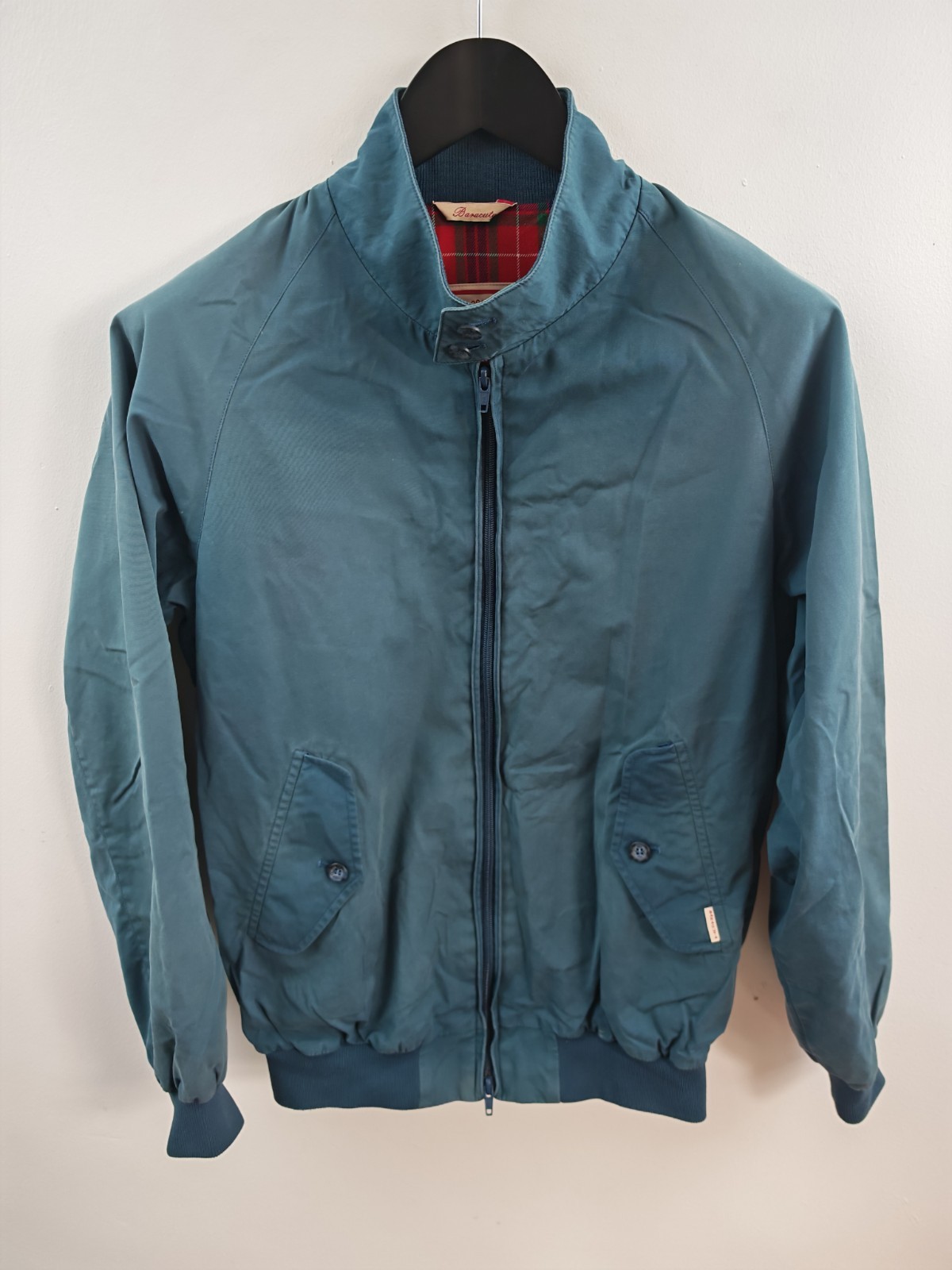 Baracuta G9 Harrington Jacket Mens Size 38 Faded Blue Green Made In England image 2