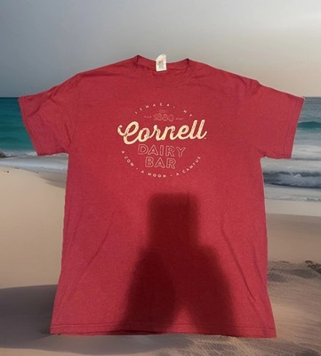 CORNELL University Big Red Dairy Bar Flying Cow Moon Shirt Medium Red NCAA New