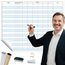 Large Dry Erase Project Planner for Tracking Milestones, 24x36 Inch Erasable Pro