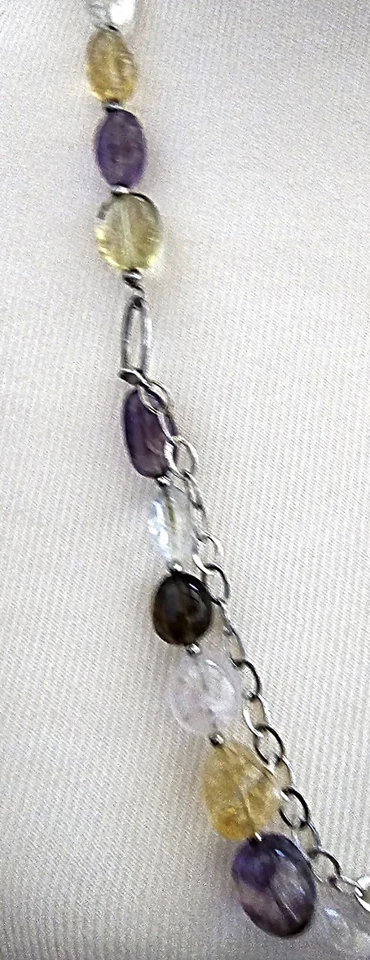 Collar y brazalete de plata de ley 925 con múltiples gemas Foto 3 de 4