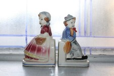 Vintage European Boy and Girl Bookends Pair