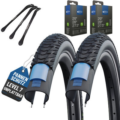 2 x Schwalbe Reifen Marathon E-Plus 28x2,00 (50-622) + AV|DV|SV + Reifenhebler