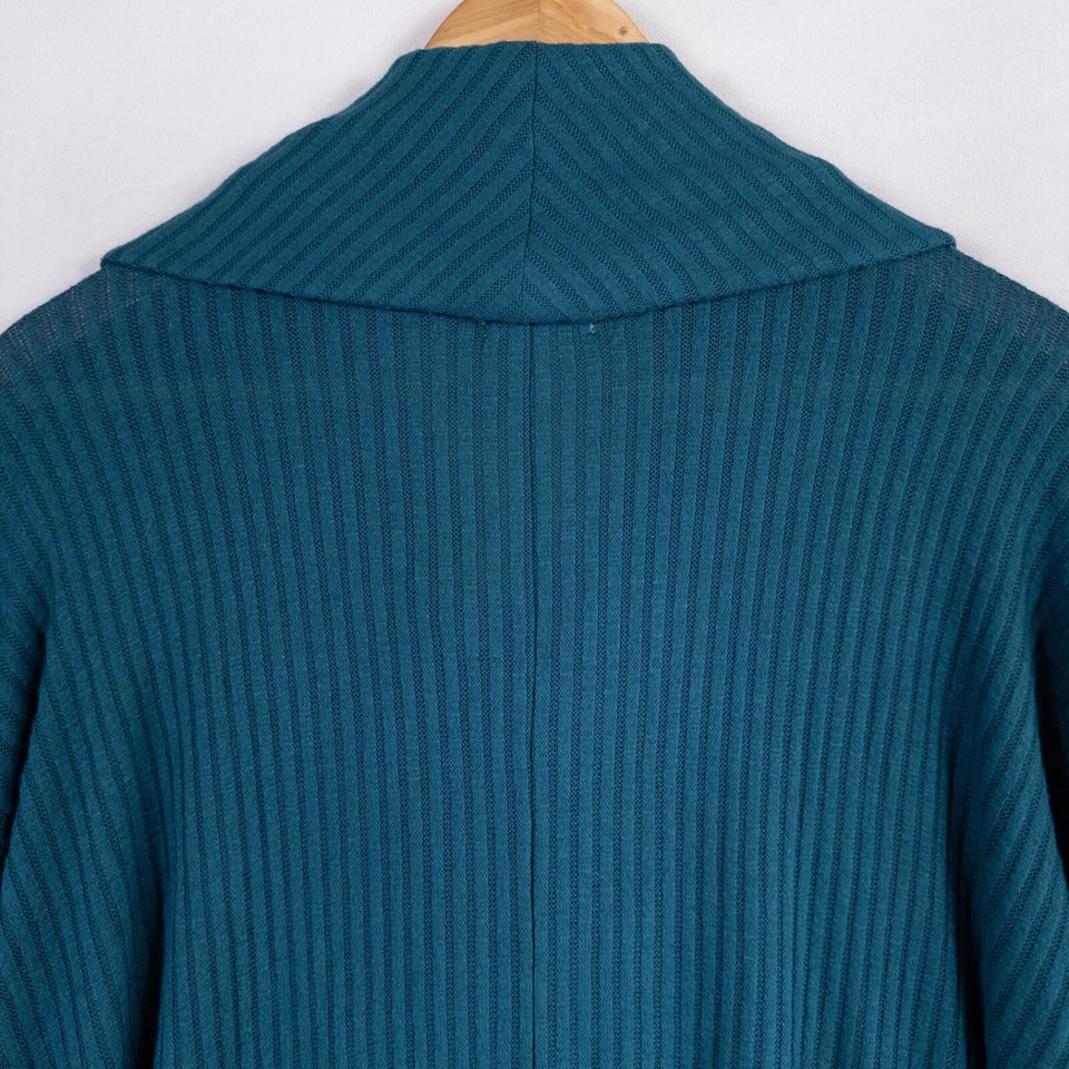 A:glow Maternity Top Sz Medium Teal Blue Rib Knit Crossover Front Soft Stretch - Image 4 of 4