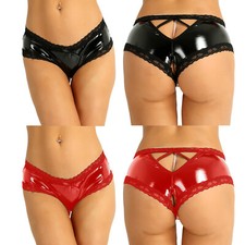 Women Briefs Patent Leather Underwear Adult Lingerie Shorts Panties Hot Pants