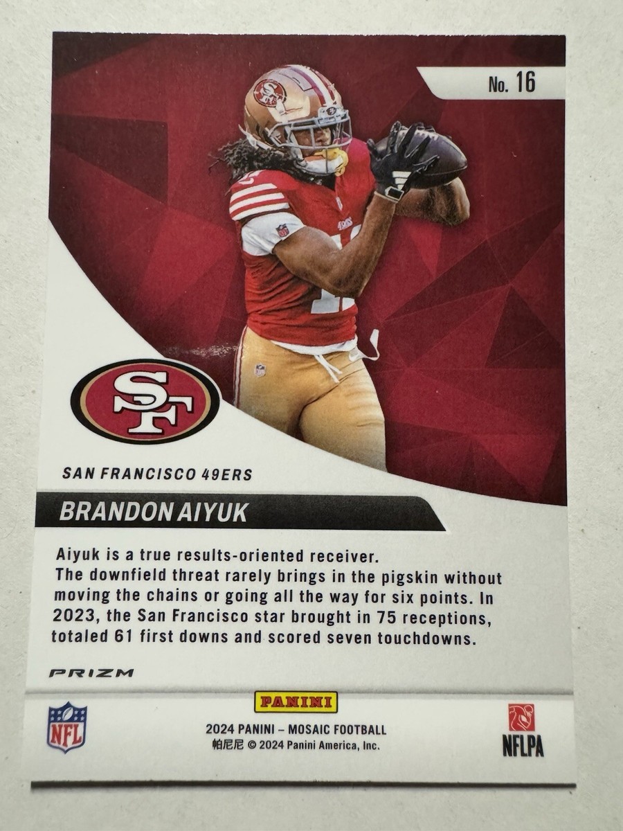 Brandon Aiyuk 2024 Panini Mosaic #16 Elevate Silver Mosaic San