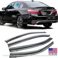 For 2013-2017 Honda Accord Window Visor Rain Guard Vent Deflector W Chrome Trim For 2013-2017 Honda Accord Window Visor Rain Guard Vent Deflector W Chrome Trim