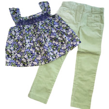 Janie and Jack Violet Meadows Top Corduroy Pants Outfit Set Sz 5/6