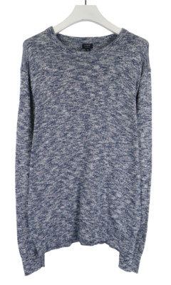 J.Crew Pullover Herren XL Blau Rundhals Eng Gestrickt Reine Baumwolle Pullover