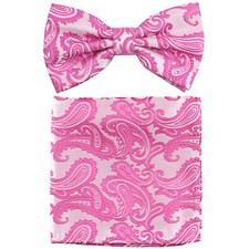 New men's pre-tied bow tie Set paisley micro fiber formal fuchsia wedding party