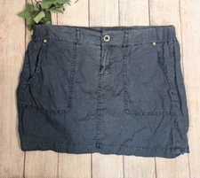 MICHAEL STARS Women's Blue Mini Skirt Linen Blend Pockets Size Small