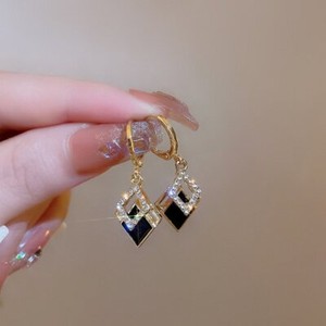 Authentic Gold Plated Geometric Crystal Ear Stud Earrings Drop Dangle Women