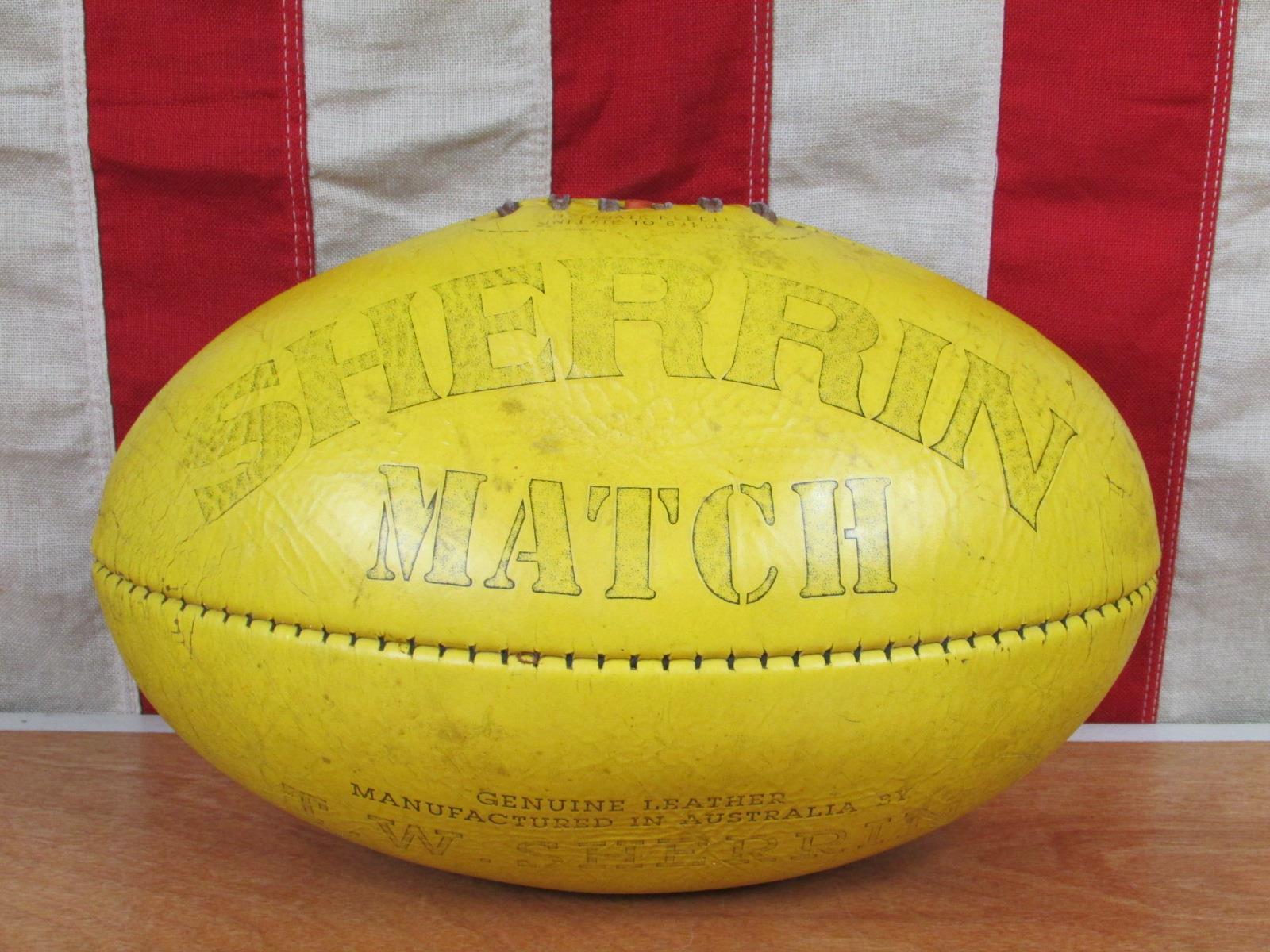 Vintage 1950s Sherrin Yellow Leather Match Rugby Ball Laces Australian