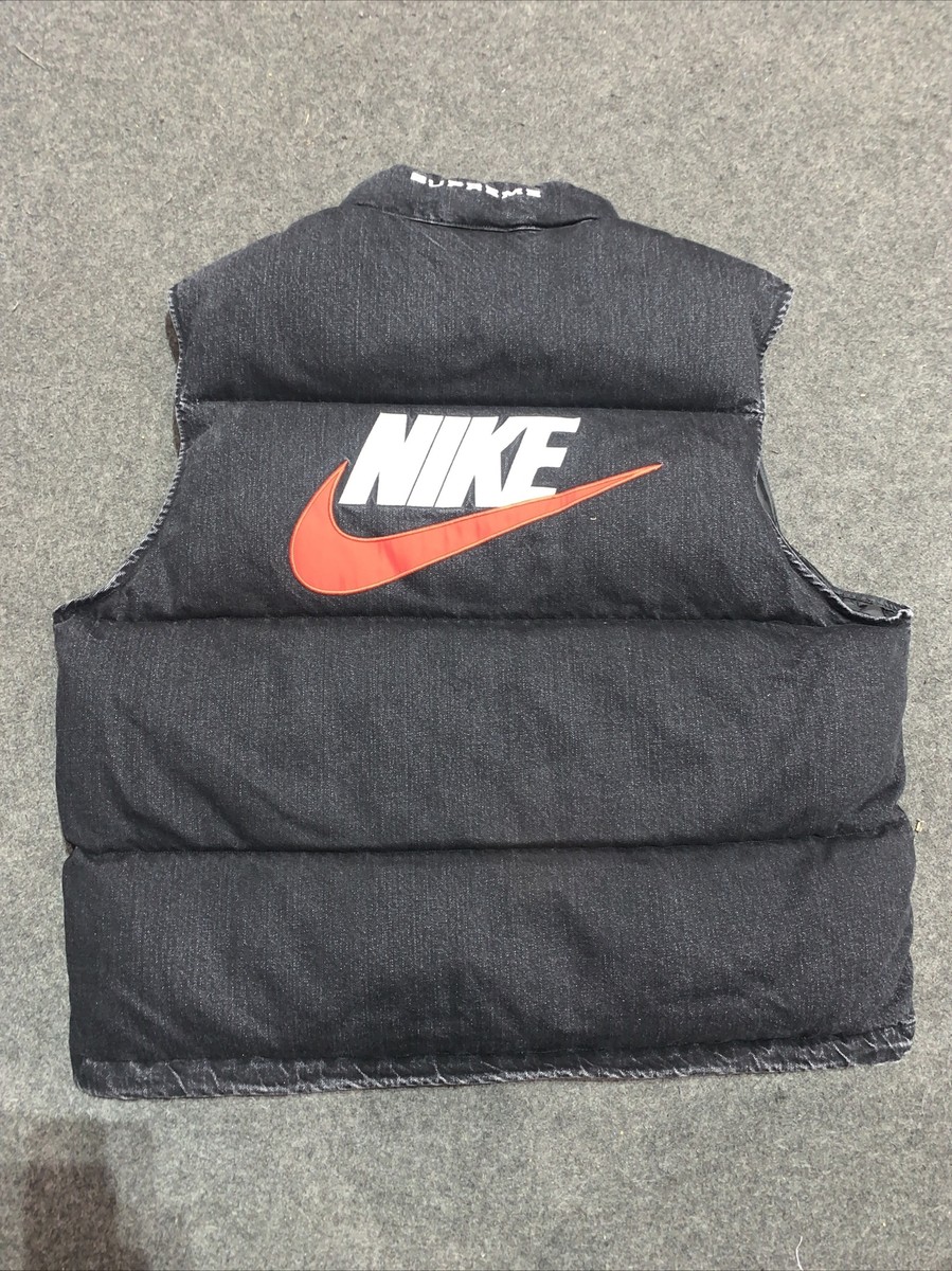 Supreme Nike Black Denim Puffer Vest FQ0323-010 Mens XL Supreme Nike Black Denim Puffer Vest FQ0323-010 Mens XL