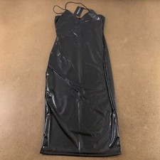 SHEIN Womn's Small (US 2) Black Strap Detail Backless PU Leather Bodycon Dress
