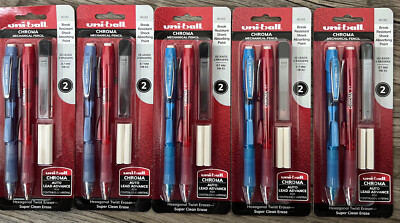 5 Pack (10 Pencil) Uni-Ball Chroma Mechanical Pencils 0.7 mm Lead Eraser 90192