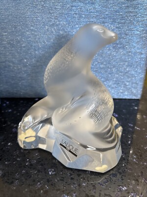 Lalique Crystal Sea-Lion Ooglit-on block of Ice #11744