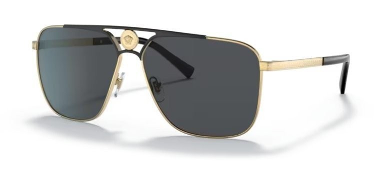 Gafas de sol para hombre VERSACE VE2238 143687 61 mm doradas/negras mate rectangulares