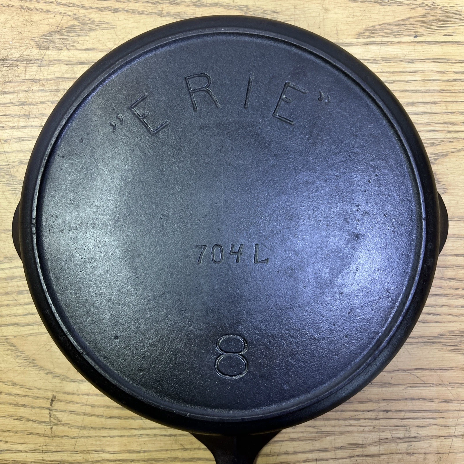 Vtg Pre Griswold Erie #8 Third Series Cast Iron Skillet 704 L Antique Restored