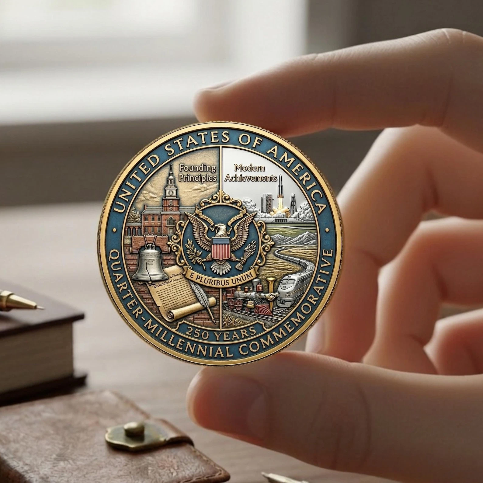 America 250 Commemorative Coin 1776-2026, USA Anniversary Collectible