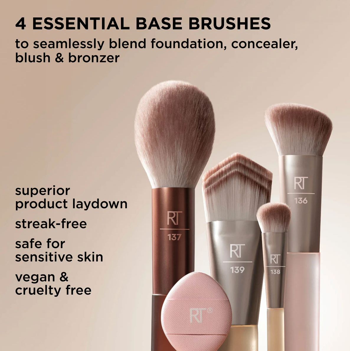 Real Techniques New Nudes 2.0 Blurred Base Brush Set LIMITED
