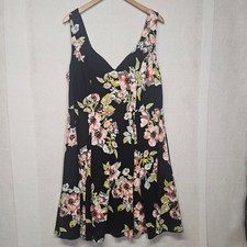 Torrid Black Floral Dress Sweetheart Neckline Skater Dress size 18