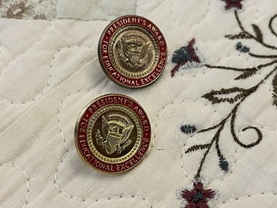 Vintage President's Award for Educational Excellence Lapel Hat Pin Red & Gold