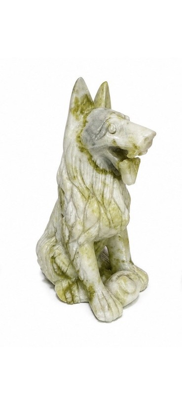  Natural Cauliflower jade Quartz Carved dog Crystal Energy gem decor
