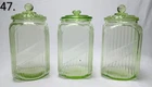 Depression Anchor Hocking 1930’s 3pc Uranium Glass Large Canisters With Lids 8½"