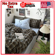 Queen Size Blue, Brown  Green Buffalo Plaid Duvet Cover Set - 3 Piece Vintage