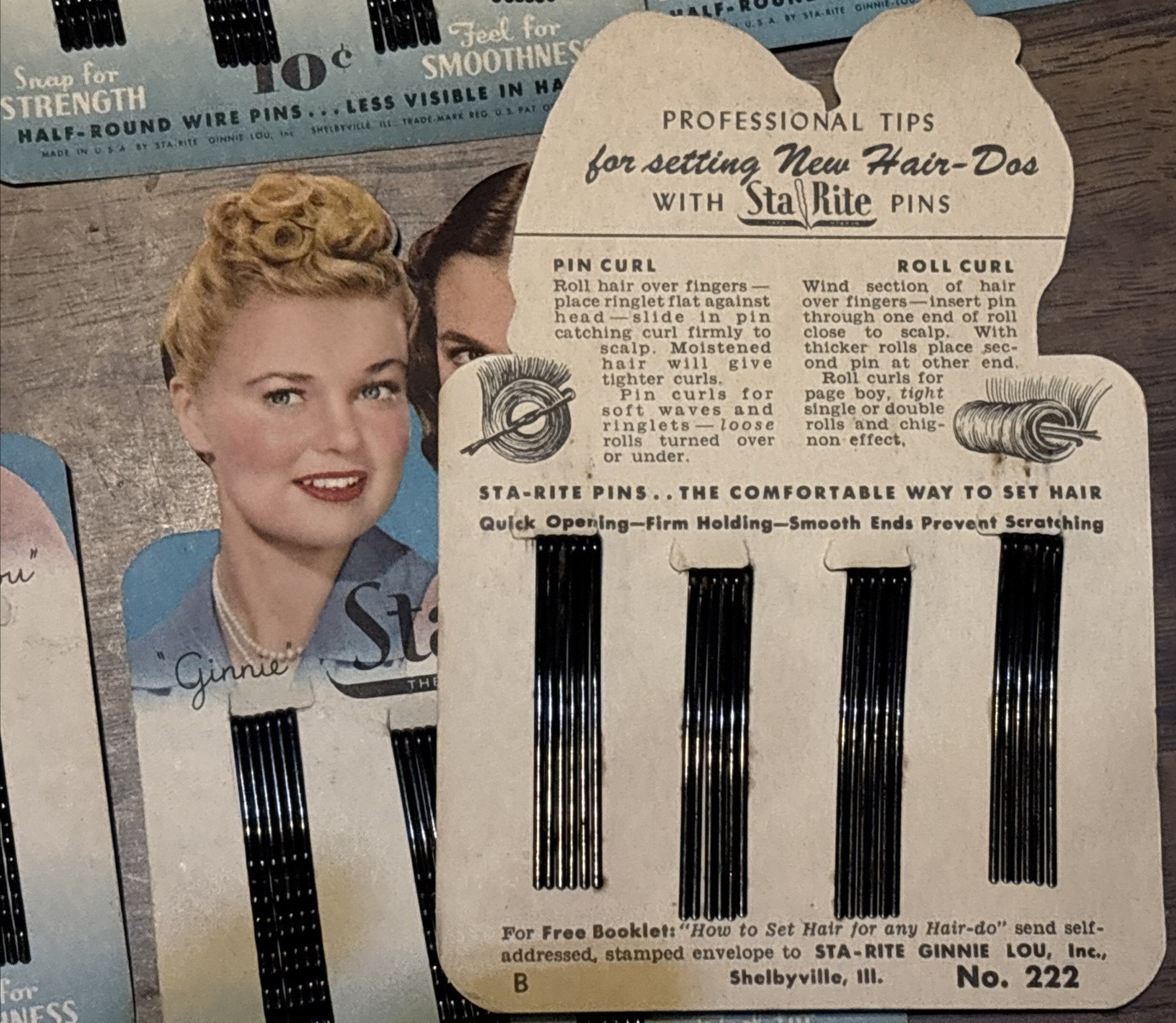 Vintage Sta-Rite Ginnie-Lou Bobby Pins NOS Cards - 10 Cards