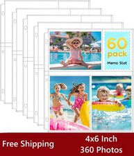 60 Pack 4x6 Photo Sleeves for 3 Ring Binder - Clear Archival Photo Protector Sle