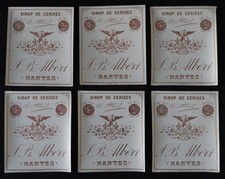 lot 6 Anciennes étiquettes SIROP DE CERISE JB Albert Nantes