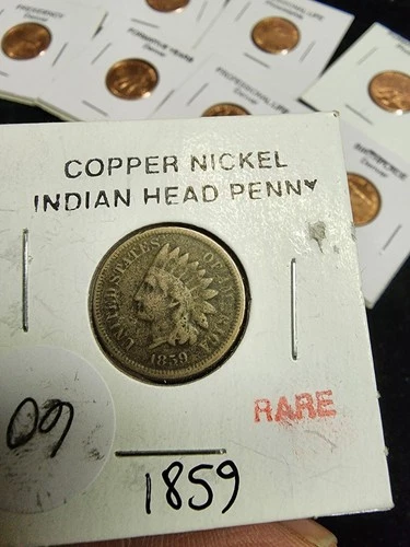 1859 Copper Nickel Indian Head Cent Penny- Good/VG RARE