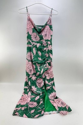 Milly Lilliana Floral Midi-Dress Leaf Print Womens Size 0 Green