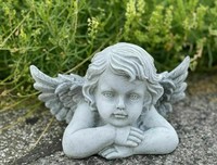 Frostfeste Steinfigur Engel BüSte Groß Grabengel Gartenfigur Steinguss