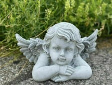 Frostfeste Steinfigur Engel Büste groß Grabengel Gartenfigur Steinguss