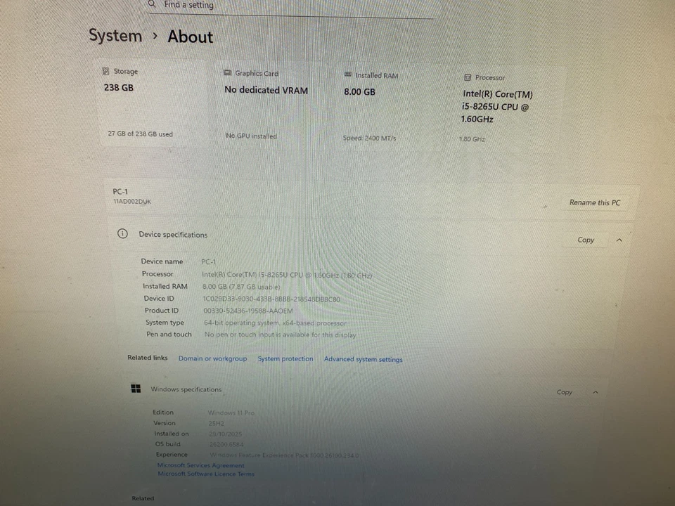 Lenovo ThinkCentre M90n-1 - i5-8th - 8GB RAM - 256GB SSD - BIOS LOCK - READ DESC - Image 3 of 4