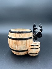 Vintage Pottery Black Scottie Dog / Scotty Dog  Barrels Planter Japan